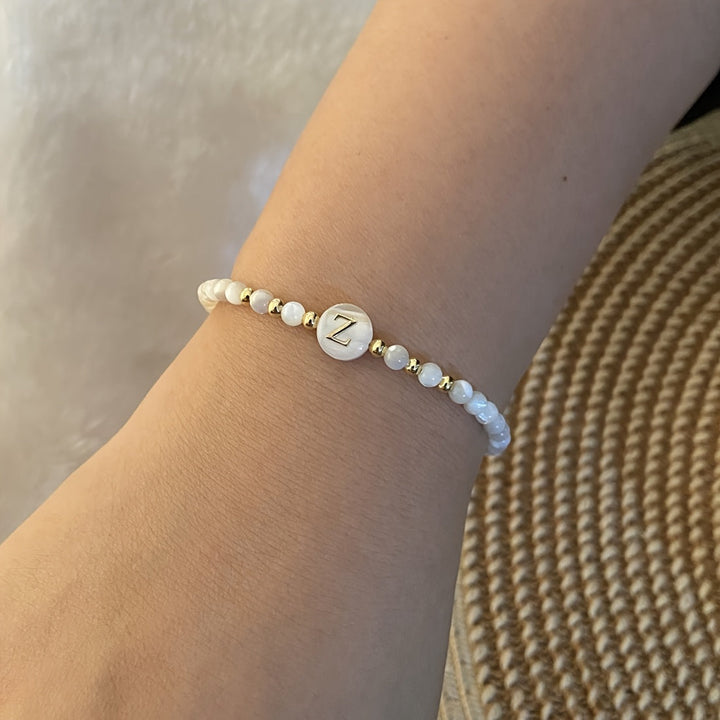 Elegant Initial Pearl Bracelet