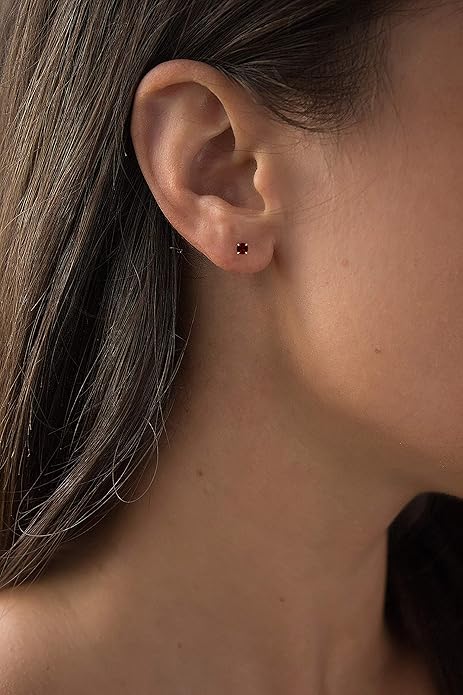 Ruby Round Stud Earrings | Gold