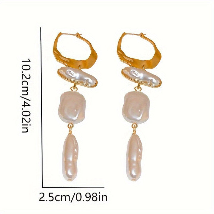 Elegant Baroque Pearl Hoop Earrings