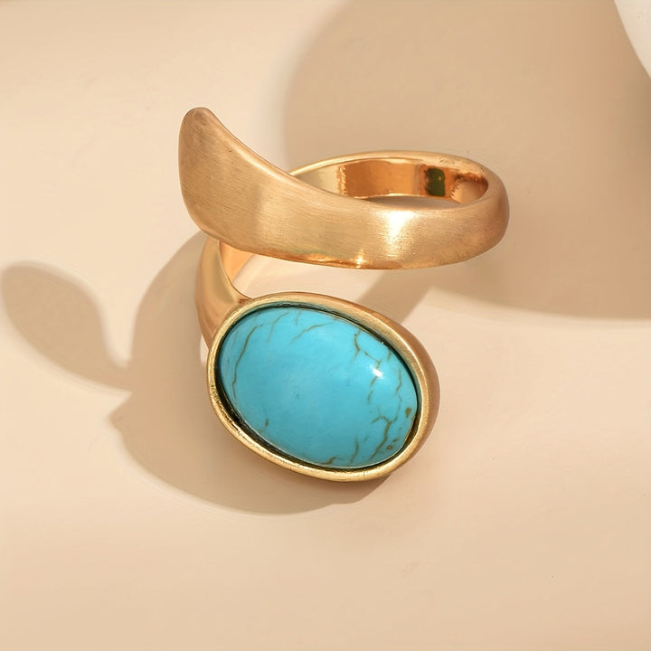 Bohemian Turquoise Gold Plated Open Band Ring