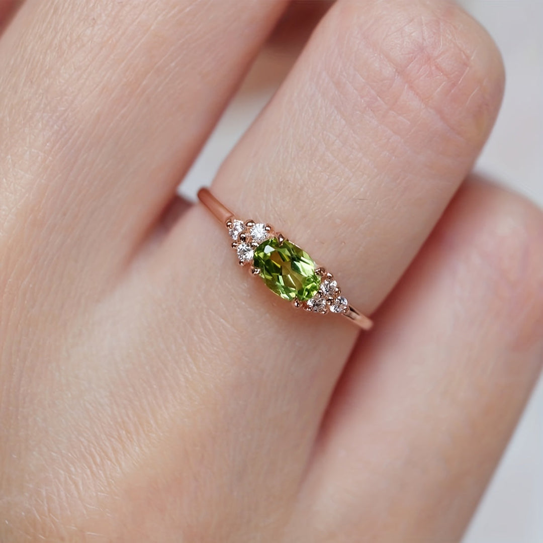 Bohemian Style Classic Oval Zirconia Rose Gold Plated Ring