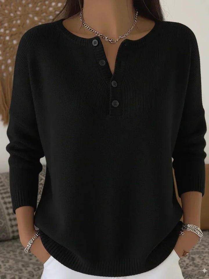 Louise | Pull en Maille Boutons Henley