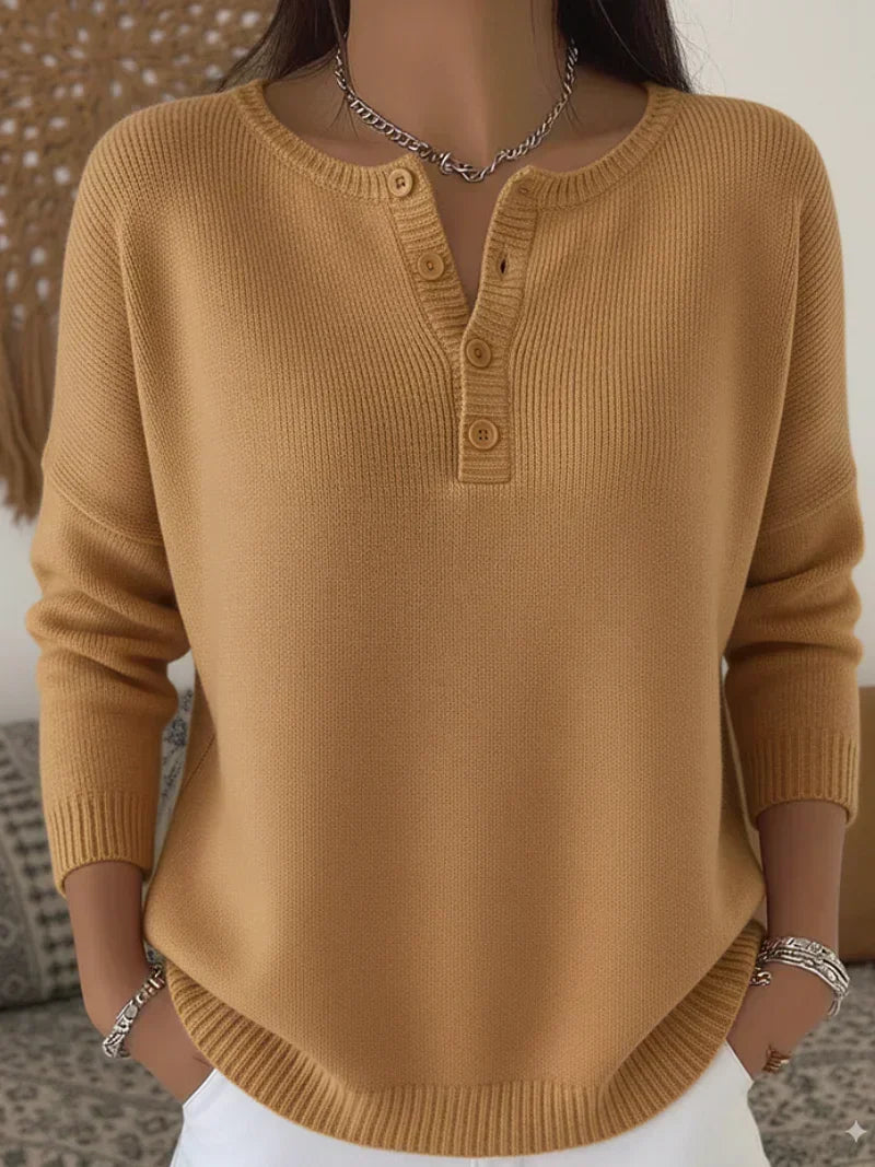 Louise | Pull en Maille Boutons Henley