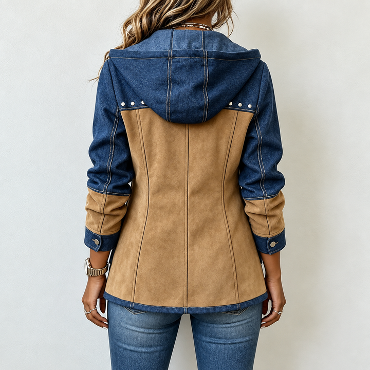 Adriana | Navy and Camel Hooded Jacket