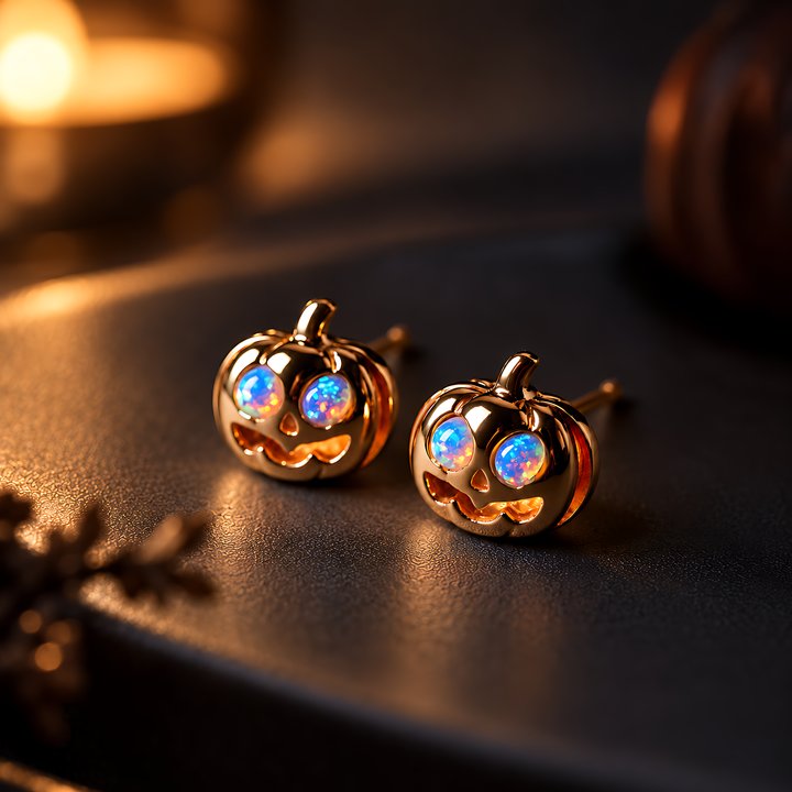 Jack-o’-Lantern Opal Stud Earrings