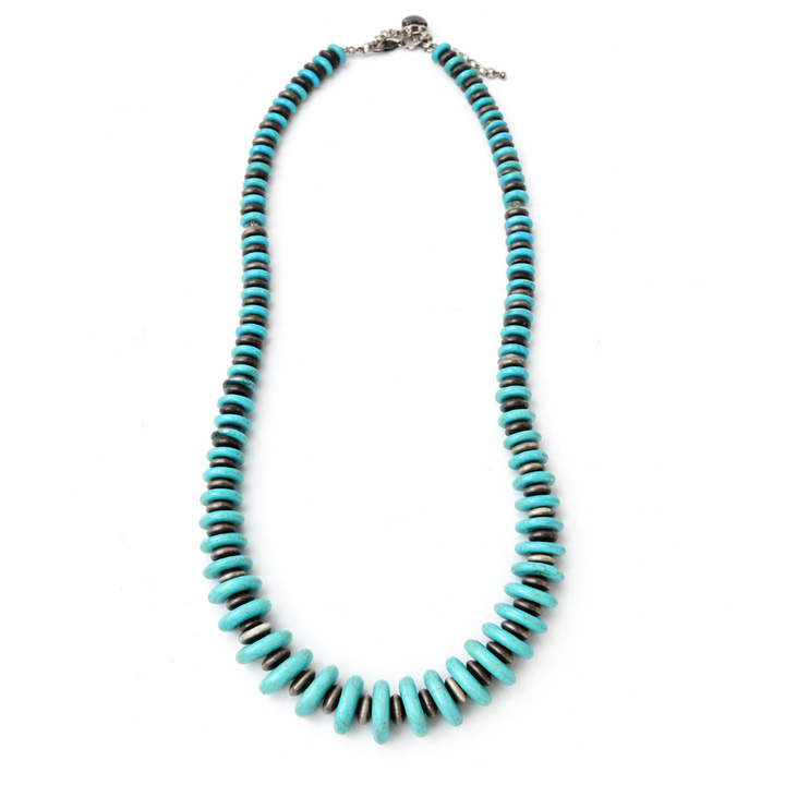 Elegant Vintage Boho Turquoise Disc Bead Necklace