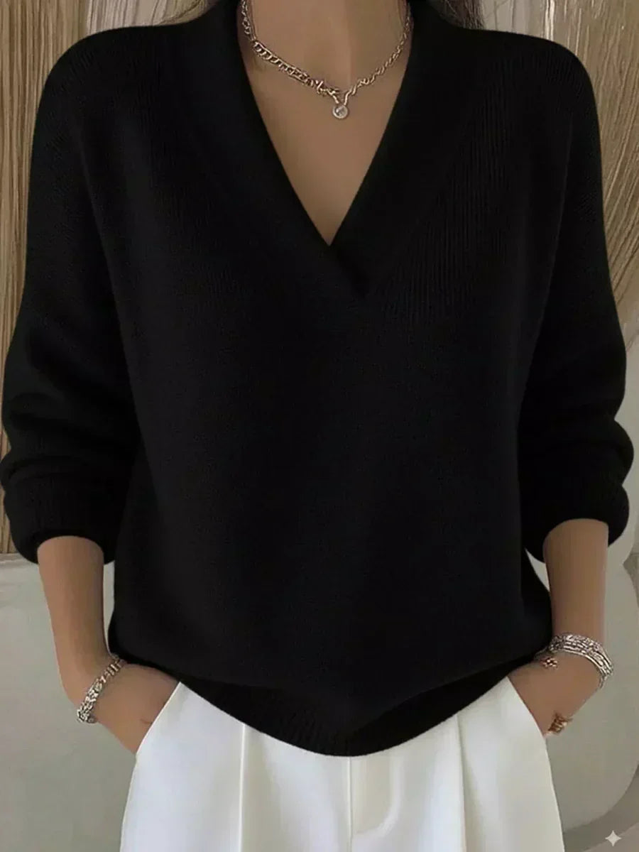 Blanche | Pull Ample Col en Pointe
