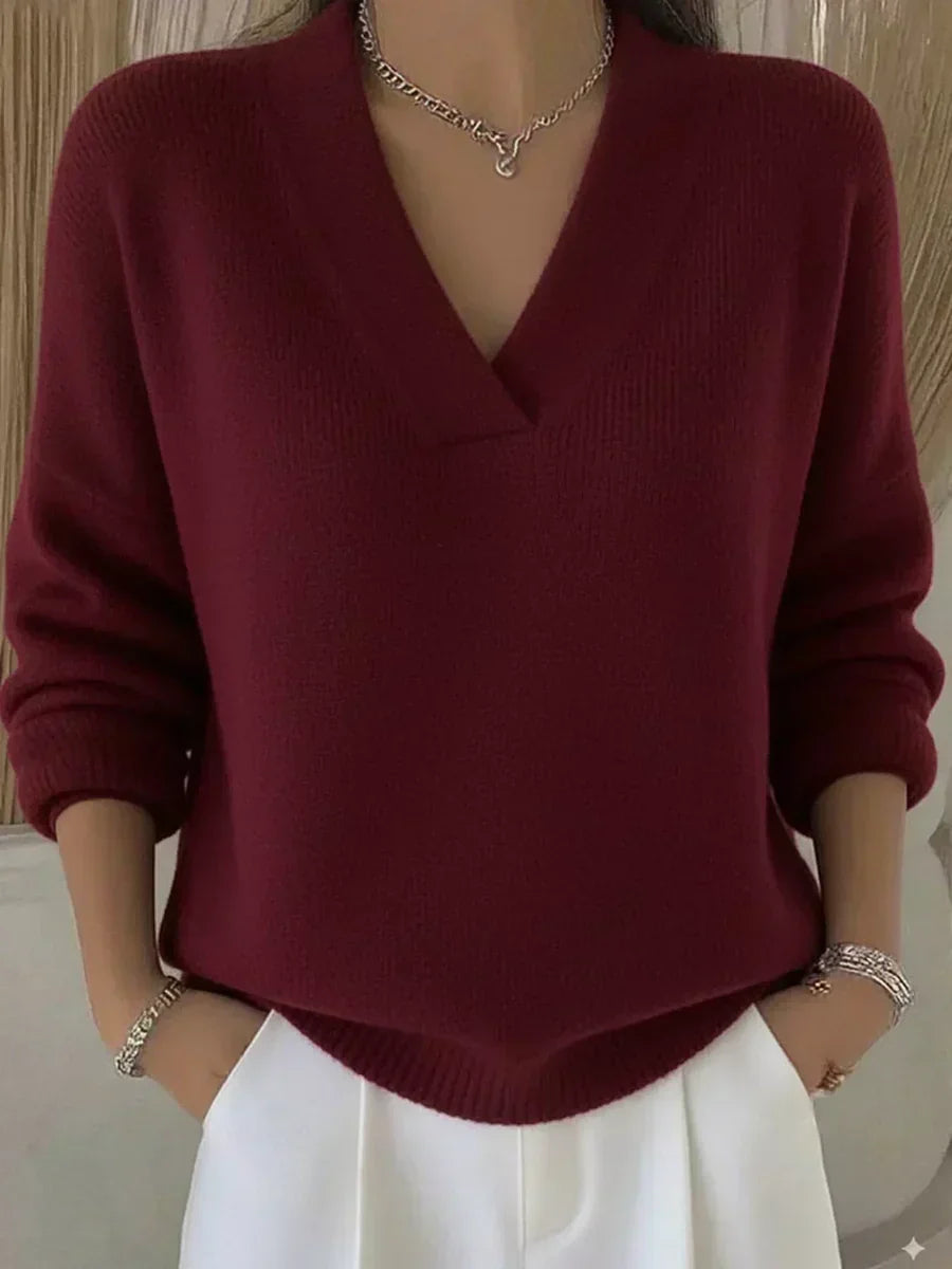 Blanche | Pull Ample Col en Pointe
