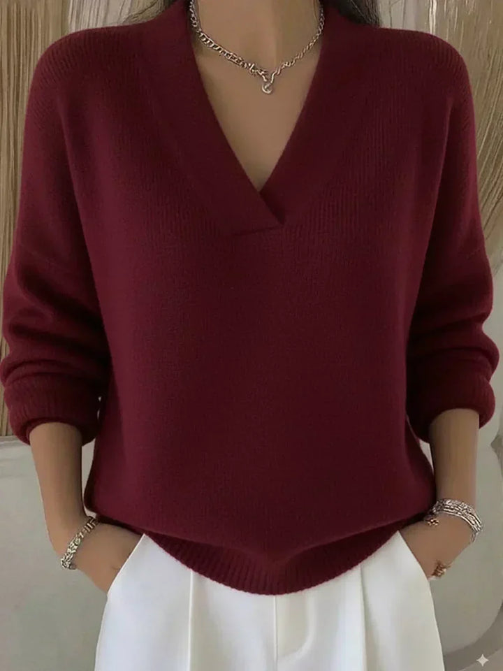 Blanche | Pull Ample Col en Pointe