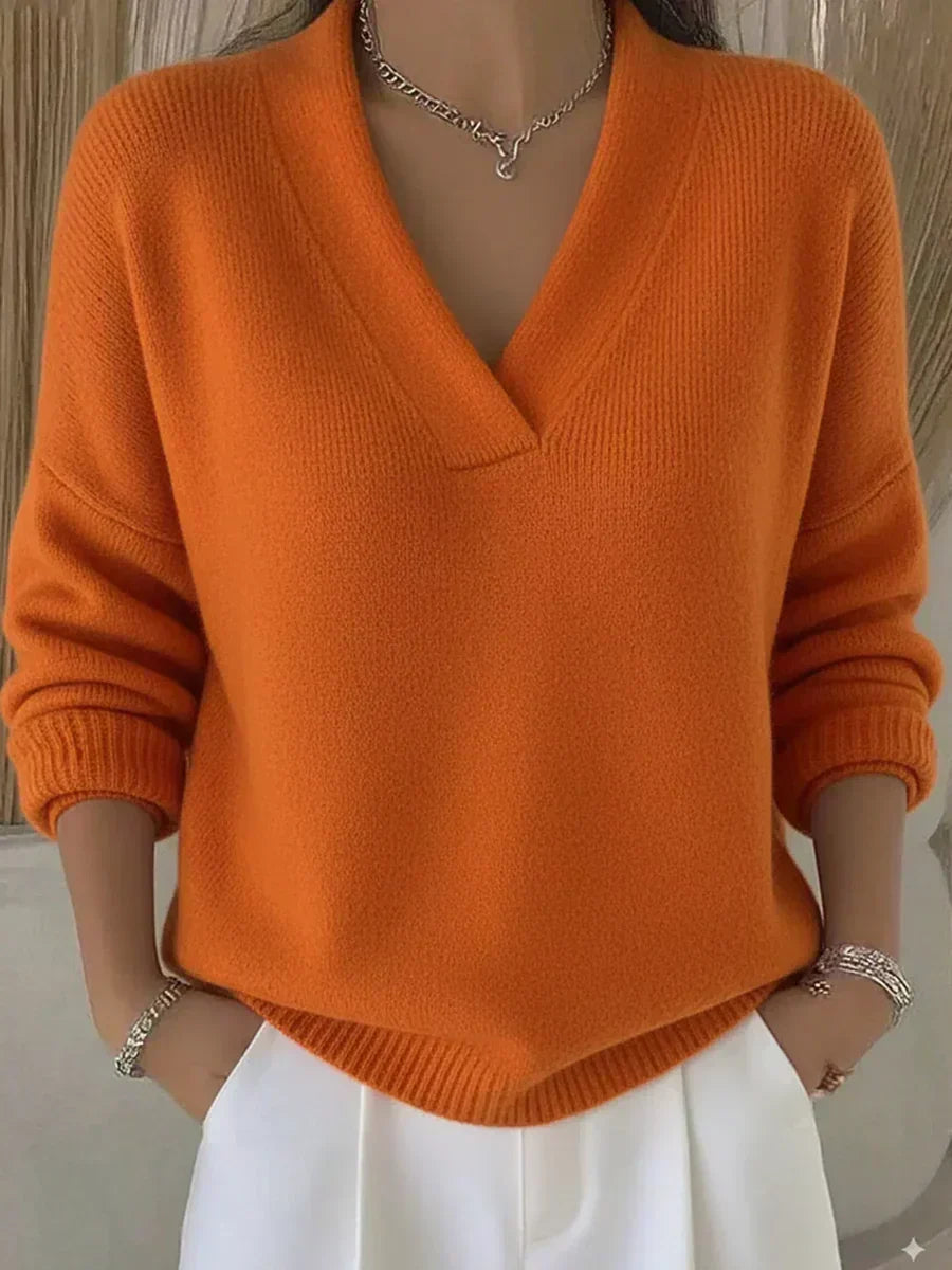 Blanche | Pull Ample Col en Pointe