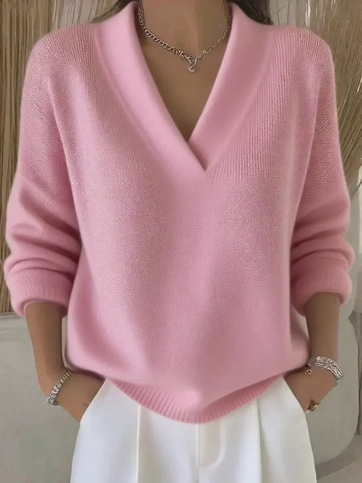 Blanche | Pull Ample Col en Pointe