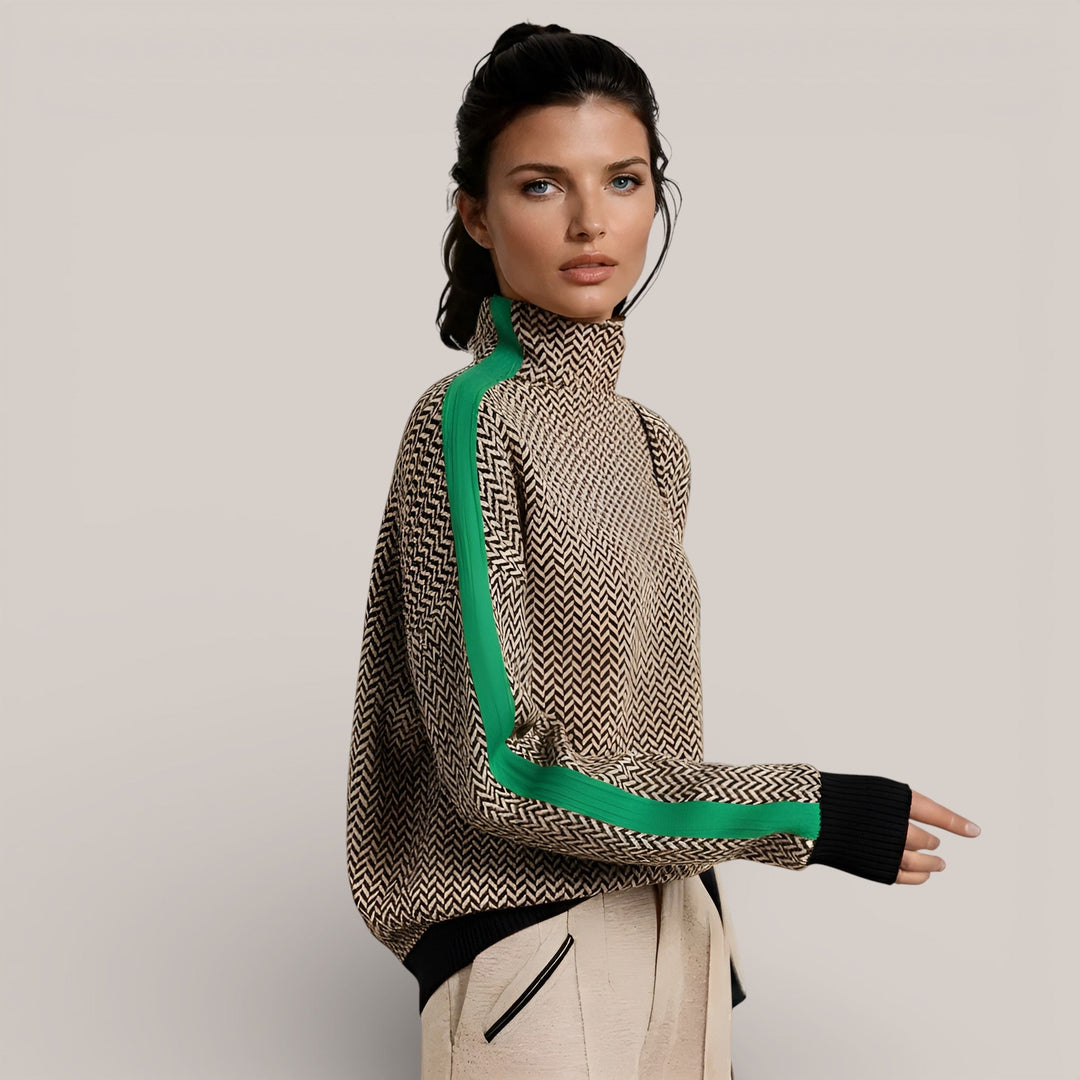 Camille | Pull à col roulé aux rayures contrastées