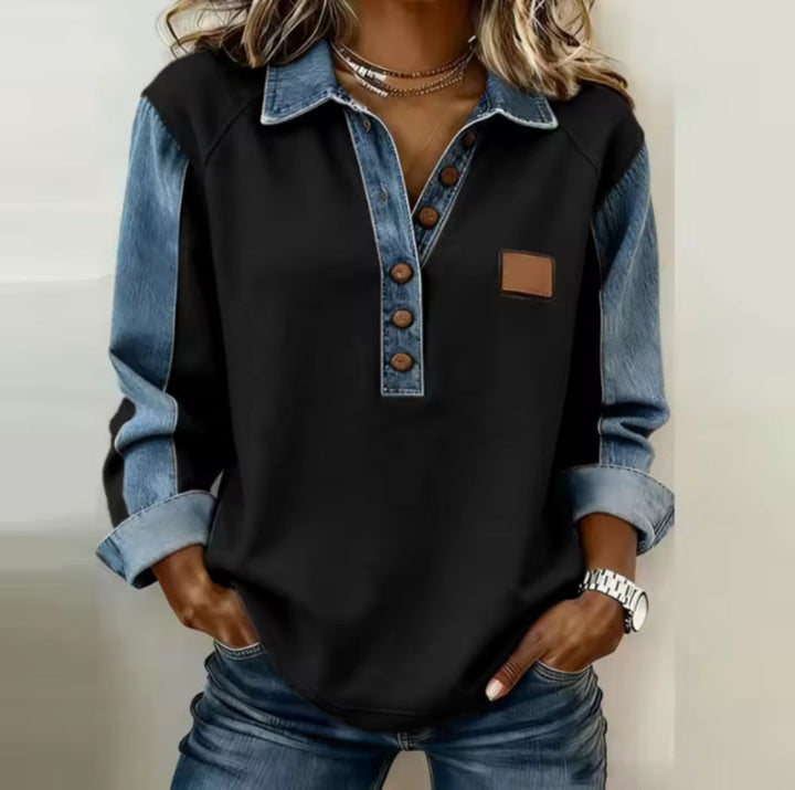 Valérie | Pull Col Denim
