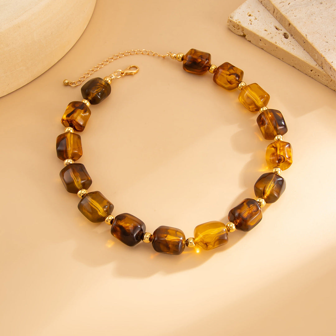 Bohemian Geometric Asymmetrical Beaded Necklace