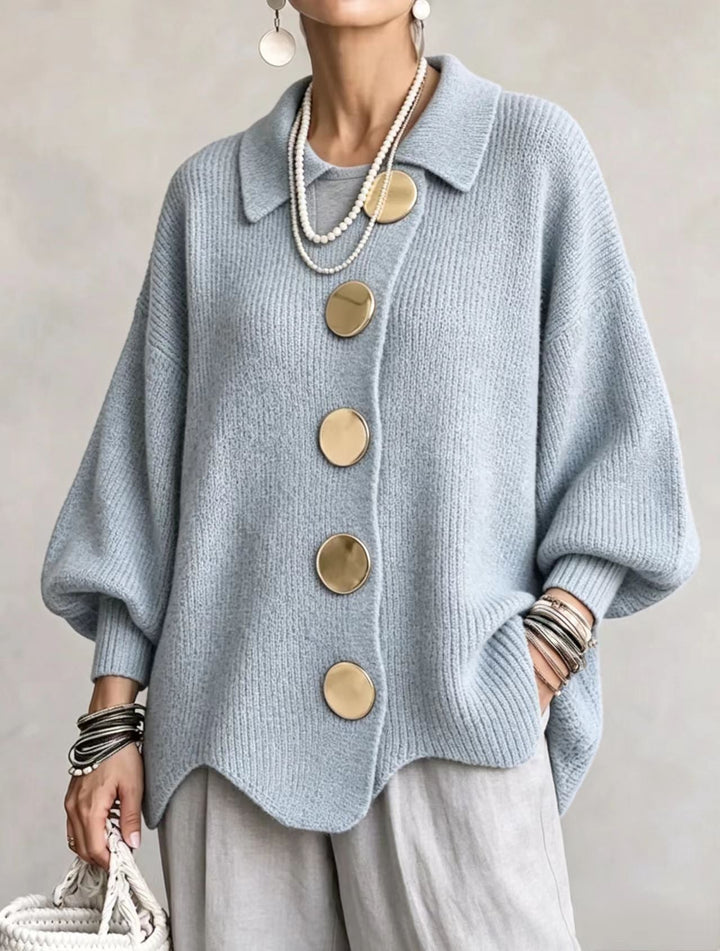 Isadora™ | Oversized Collared Cardigan with Statement Buttons