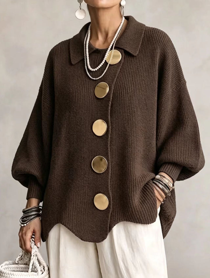 Isadora™ | Oversized Collared Cardigan with Statement Buttons