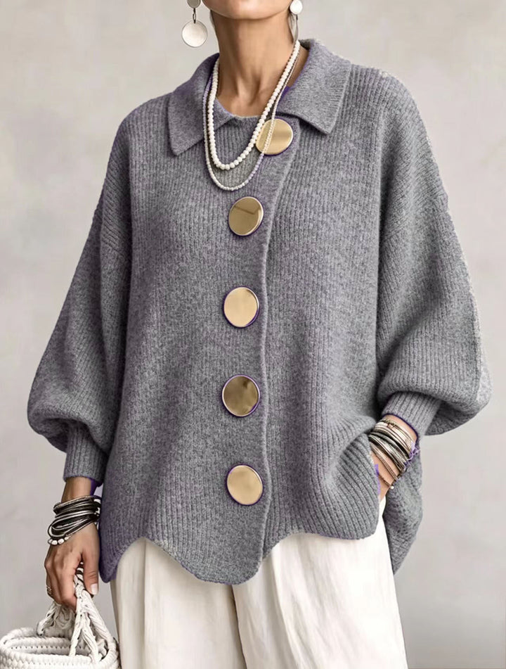 Isadora™ | Oversized Collared Cardigan with Statement Buttons