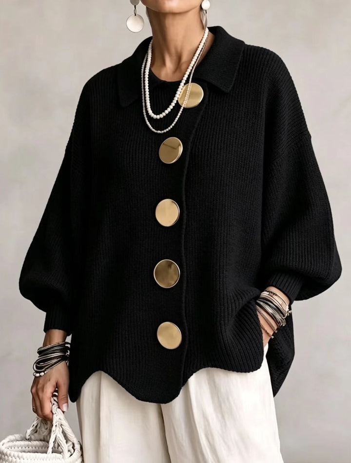 Isadora™ | Oversized Collared Cardigan with Statement Buttons