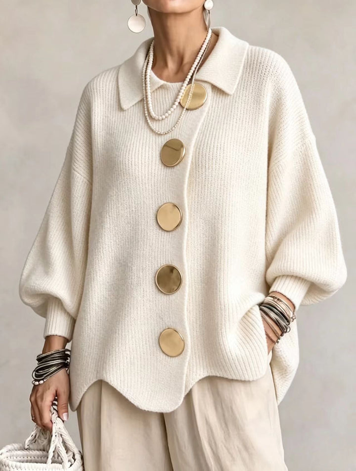 Isadora™ | Oversized Collared Cardigan with Statement Buttons