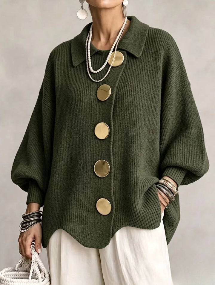Isadora™ | Oversized Collared Cardigan with Statement Buttons