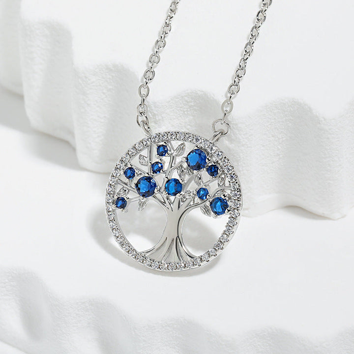 Tree of Life Sapphire Necklace | White Gold