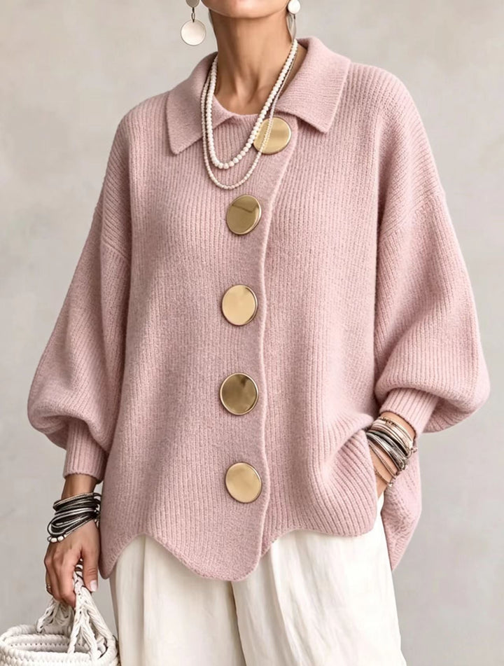 Isadora™ | Oversized Collared Cardigan with Statement Buttons