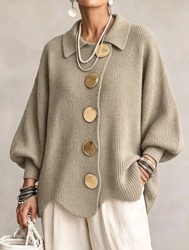 Isadora™ | Oversized Collared Cardigan with Statement Buttons