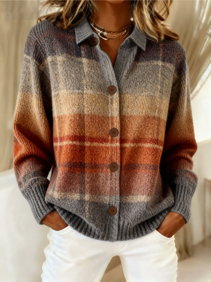 Pluma™ | Autumn Ombré Plaid Cardigan