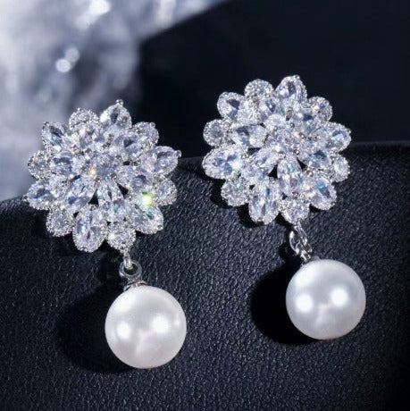 Romantic Pearl Blossom Clip Earrings