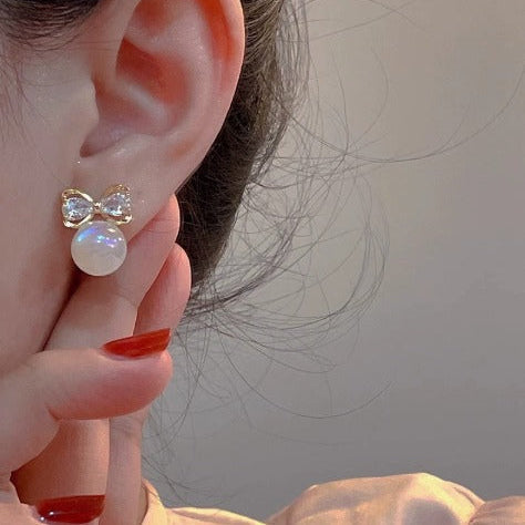 Elegant Bowtie Pearl Earrings