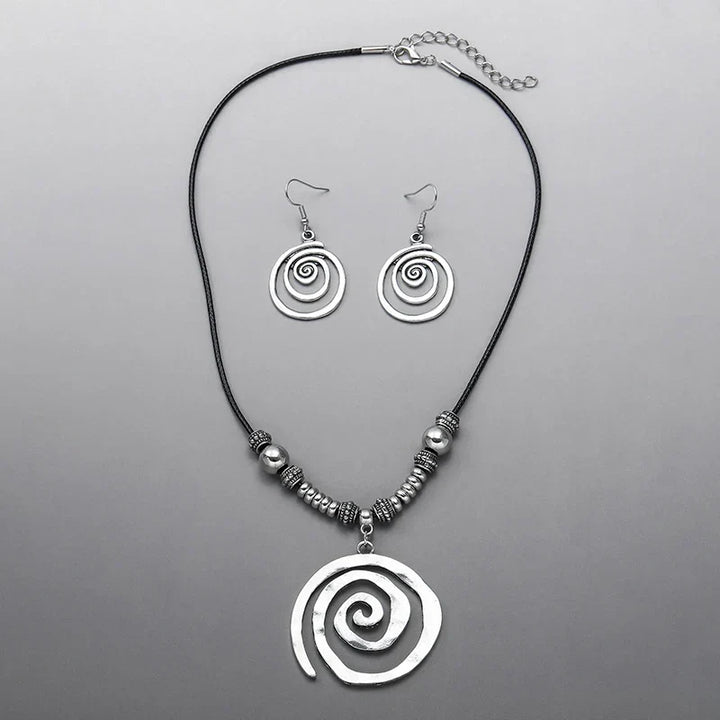 Bohemian Spiral Necklace and Earrings Set