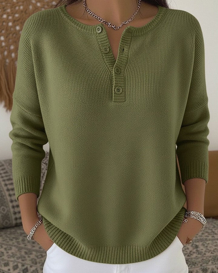 Louise | Pull en Maille Boutons Henley