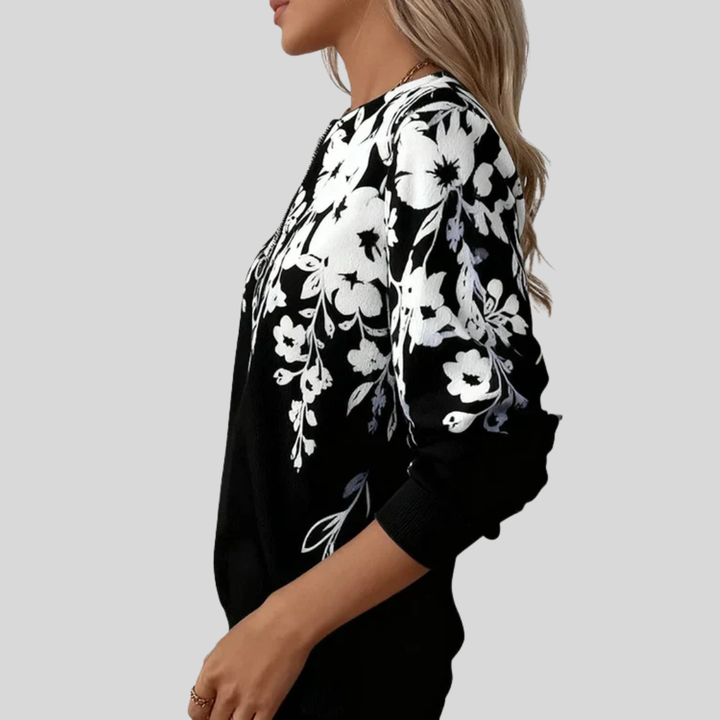 Inès | Pull Zippé Imprimé Floral