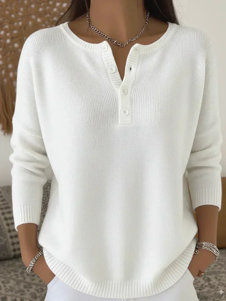 Louise | Pull en Maille Boutons Henley