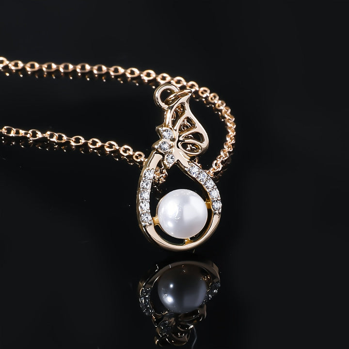 Golden Bow Pearl Jewelry Set