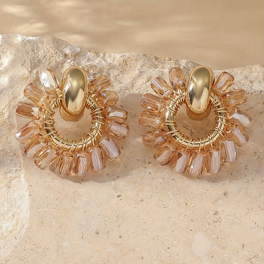 Elegant Pearl Beaded Fan Earrings