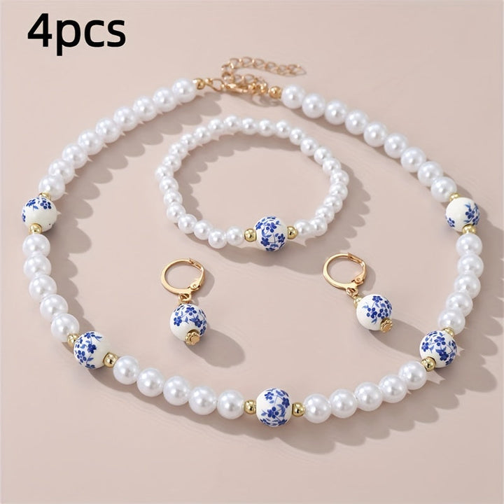 Porcelain Bloom Pearl Jewelry Set