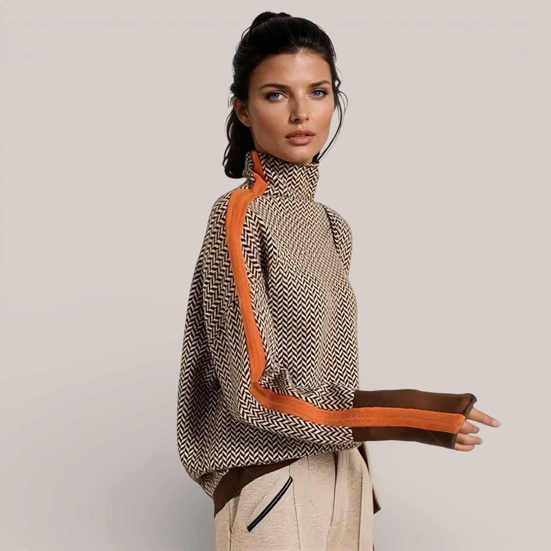 Camille | Pull à col roulé aux rayures contrastées