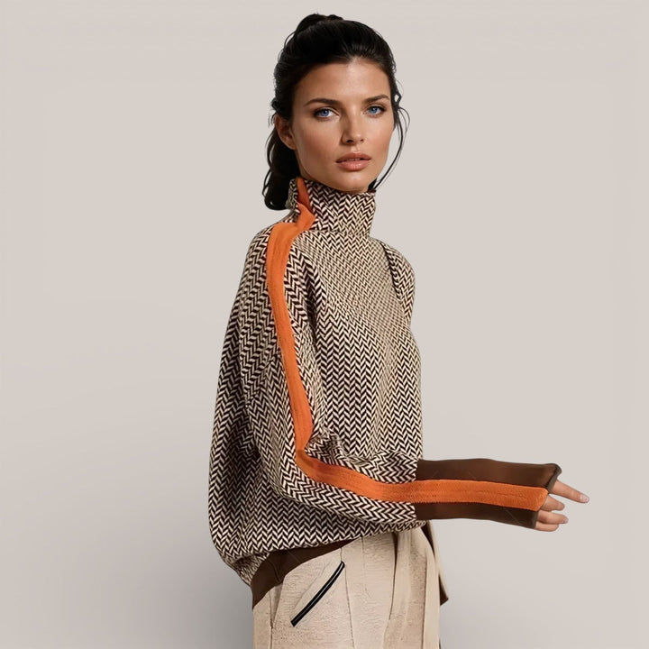 Camille | Pull à col roulé aux rayures contrastées
