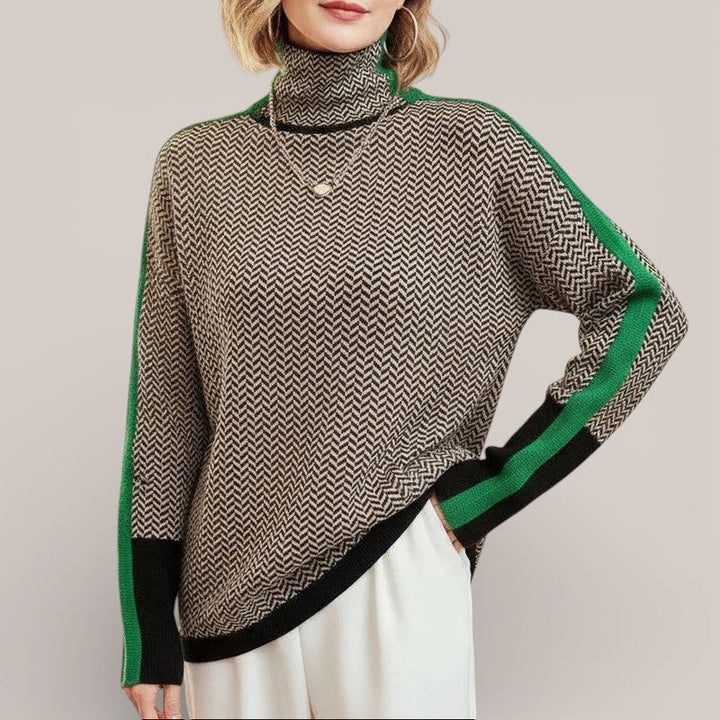 Camille | Pull à col roulé aux rayures contrastées