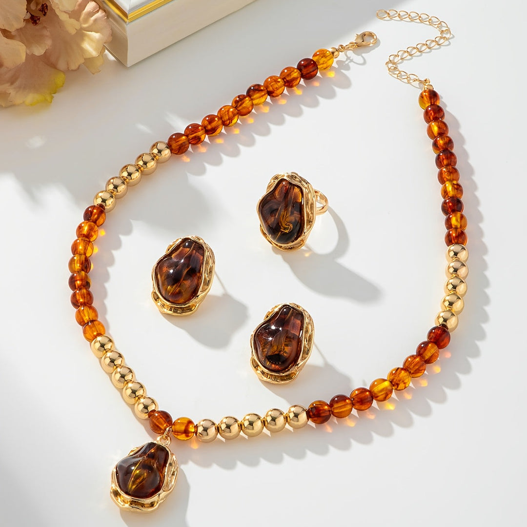 Golden Baroque Pearl Jewelry Set