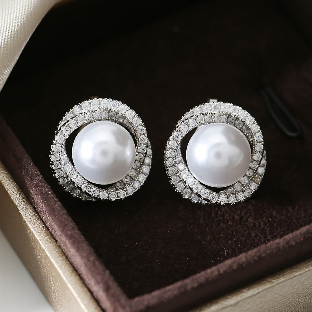 Classic Pearl Halo Clip Earrings