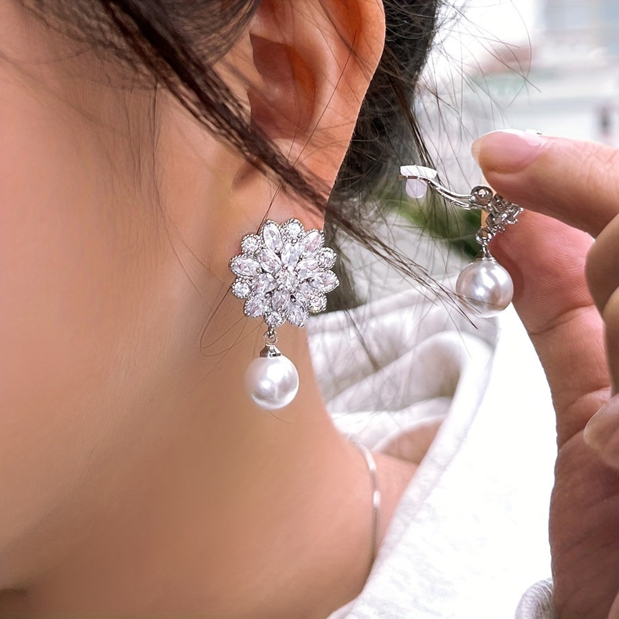 Romantic Pearl Blossom Clip Earrings