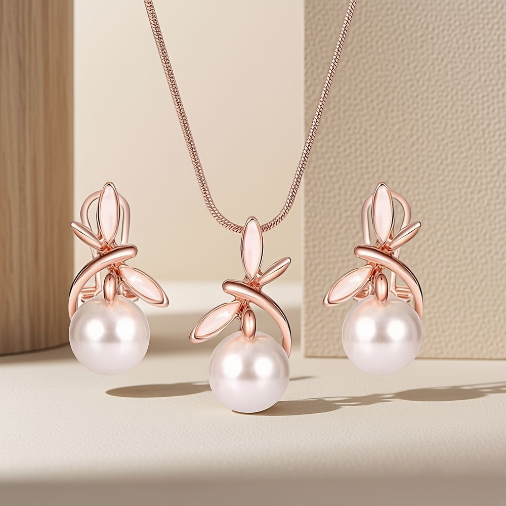 Charming Dragonfly Pearl Jewelry Set