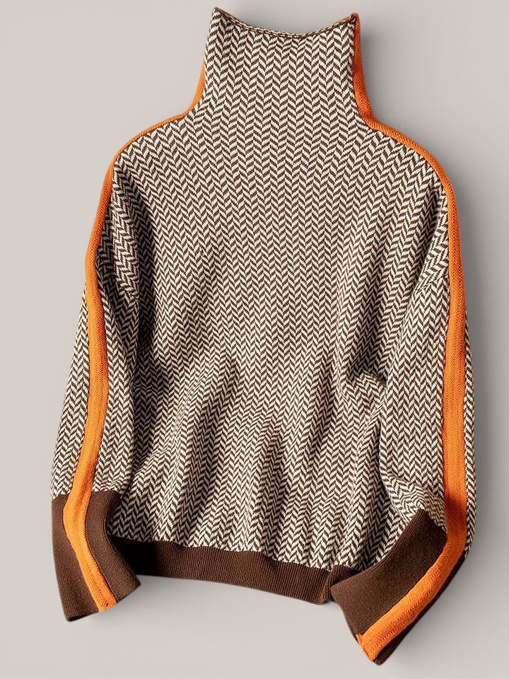 Camille | Pull à col roulé aux rayures contrastées