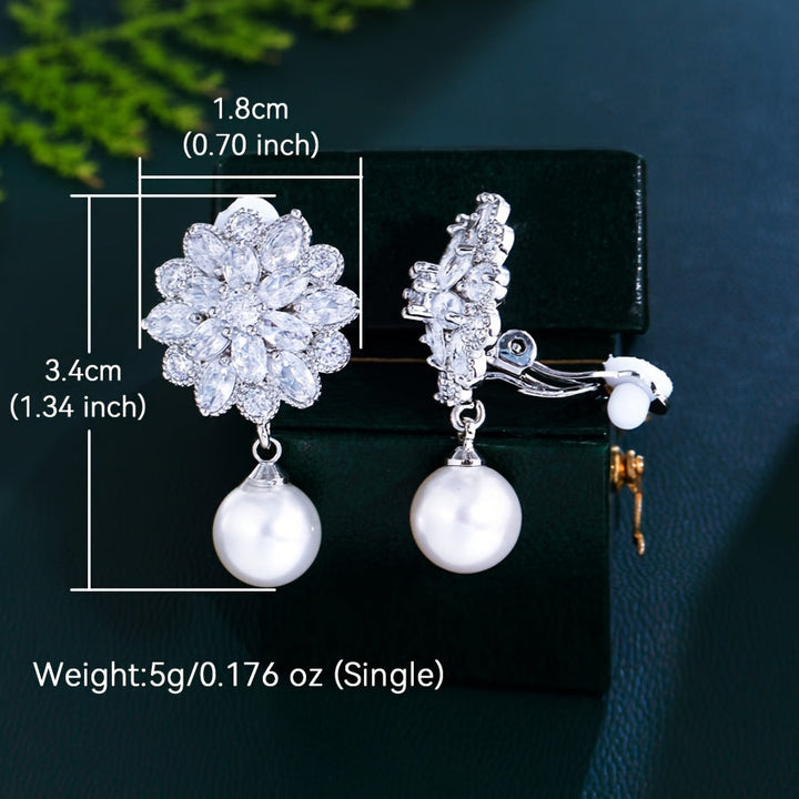 Romantic Pearl Blossom Clip Earrings