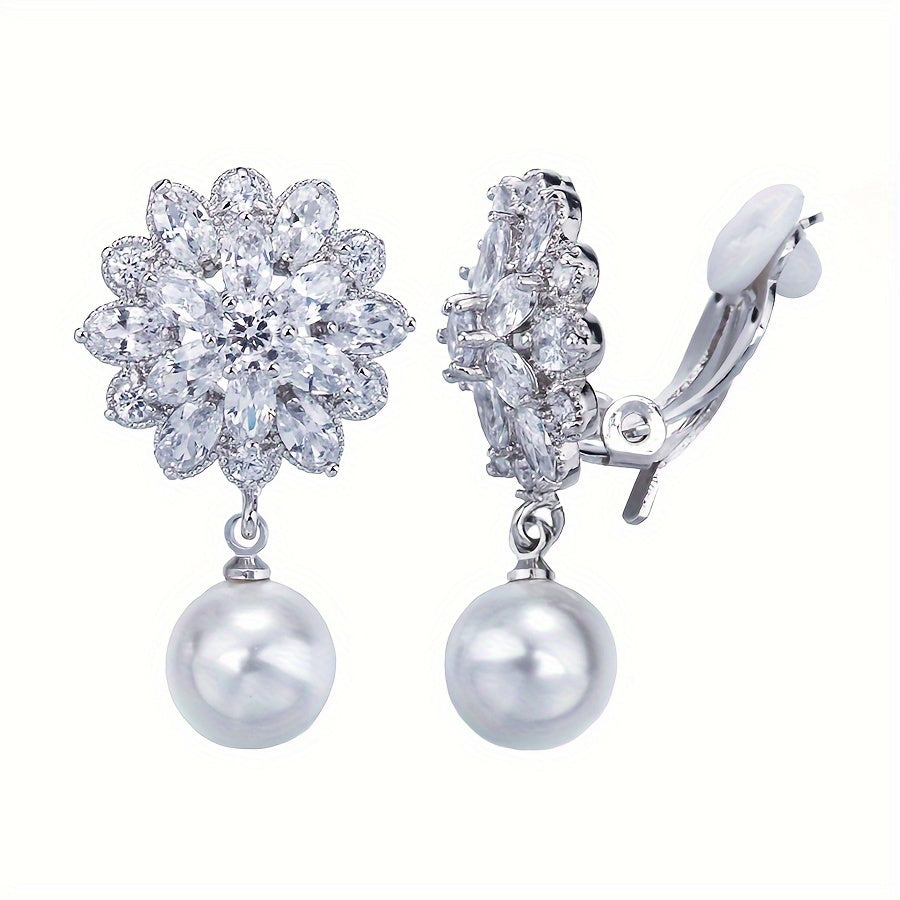 Romantic Pearl Blossom Clip Earrings