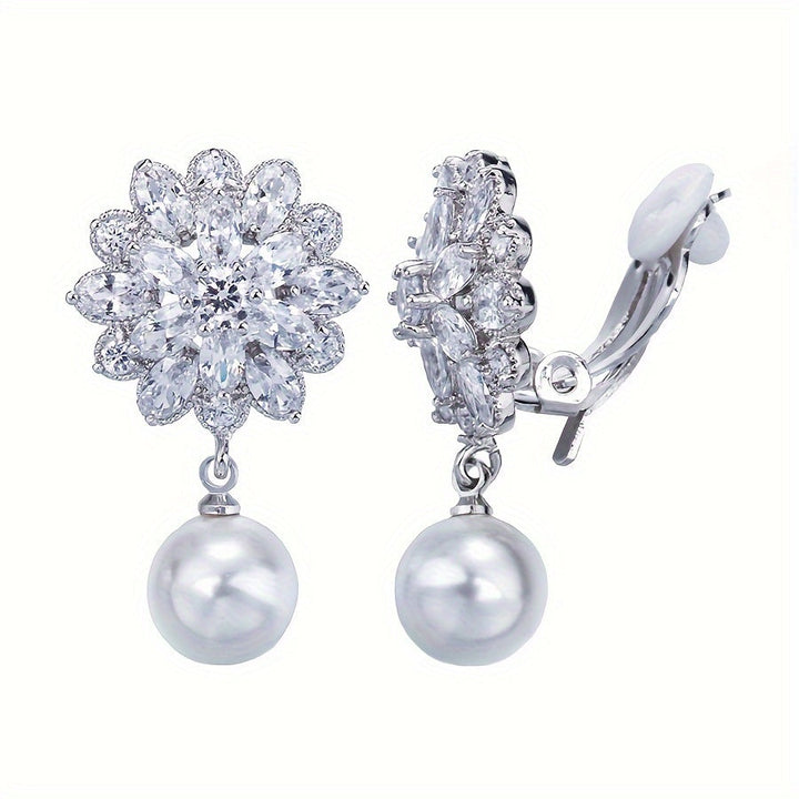 Romantic Pearl Blossom Clip Earrings