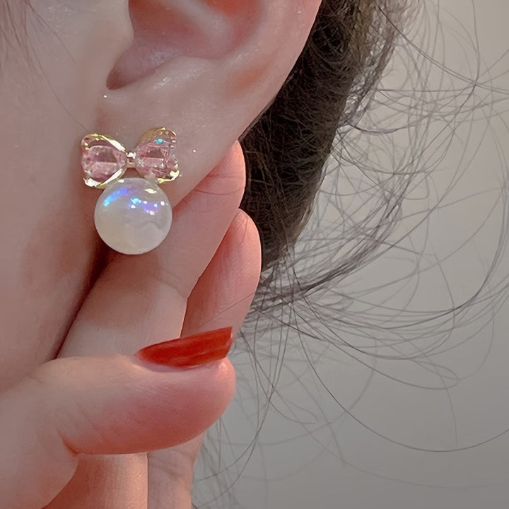 Elegant Bowtie Pearl Earrings