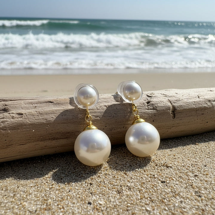 Vintage Round Pearl Clip Earrings